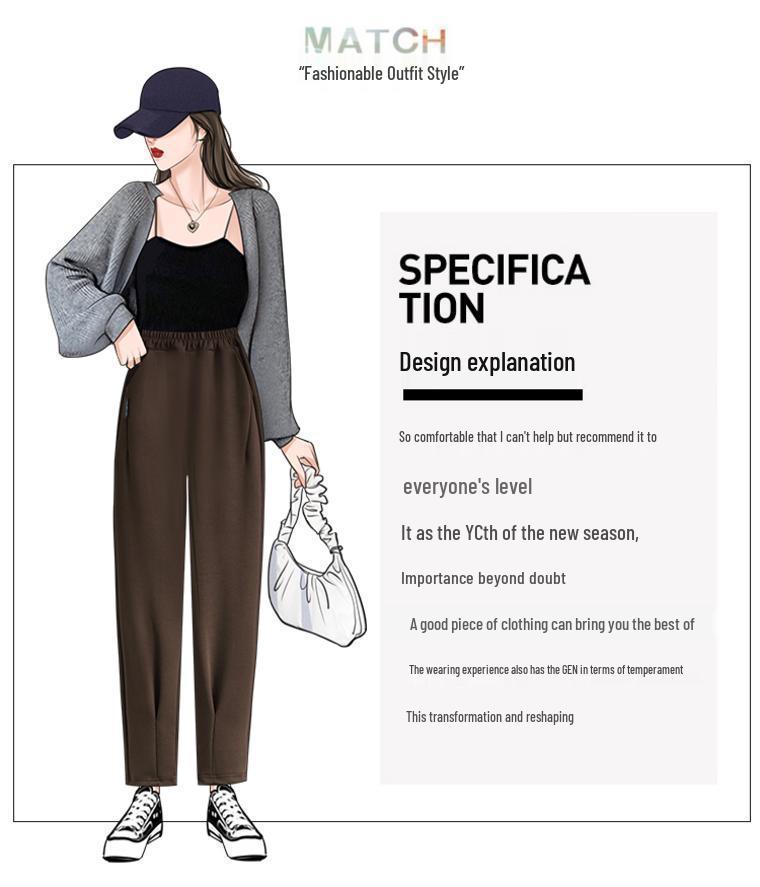 Женские широкие брюки-морковки с высокой талией из хлопка-флиса - Зимний повседневный стиль гарем