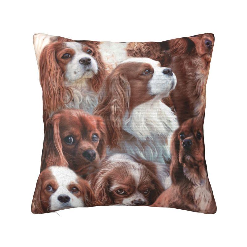 Custom Cavalier King Charles Spaniel Family Group Pillow Case Sofa Dog Modern Cushion Cover Square Pillowcase