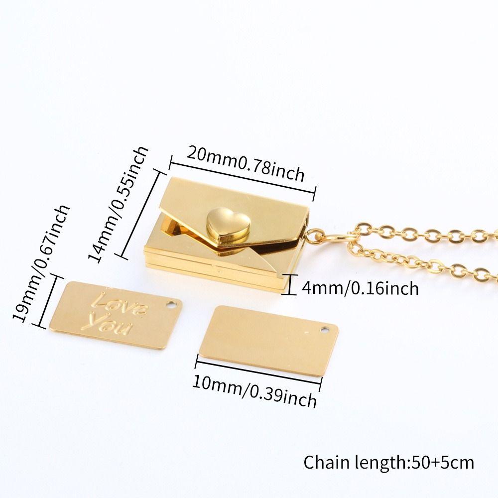 Heart Envelope Necklace Openable Lovers Choker Necklace Simple Pendant Sweater Chain Girls