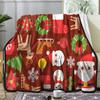 Christmas Soft Flannel Fleece Blanket Cartoon Christmas Sock Santa Tree Deer Brown Warm Cozy Throws Blanket for Bedding, Couch