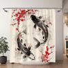 Китайская Японская Живопись Тушью Кои Занавеска для Душа Красная Вишня Цветущая Волна Рыба Акварельная Живопись Занавески для Ванной Комнаты Декор для Ванной Комнаты