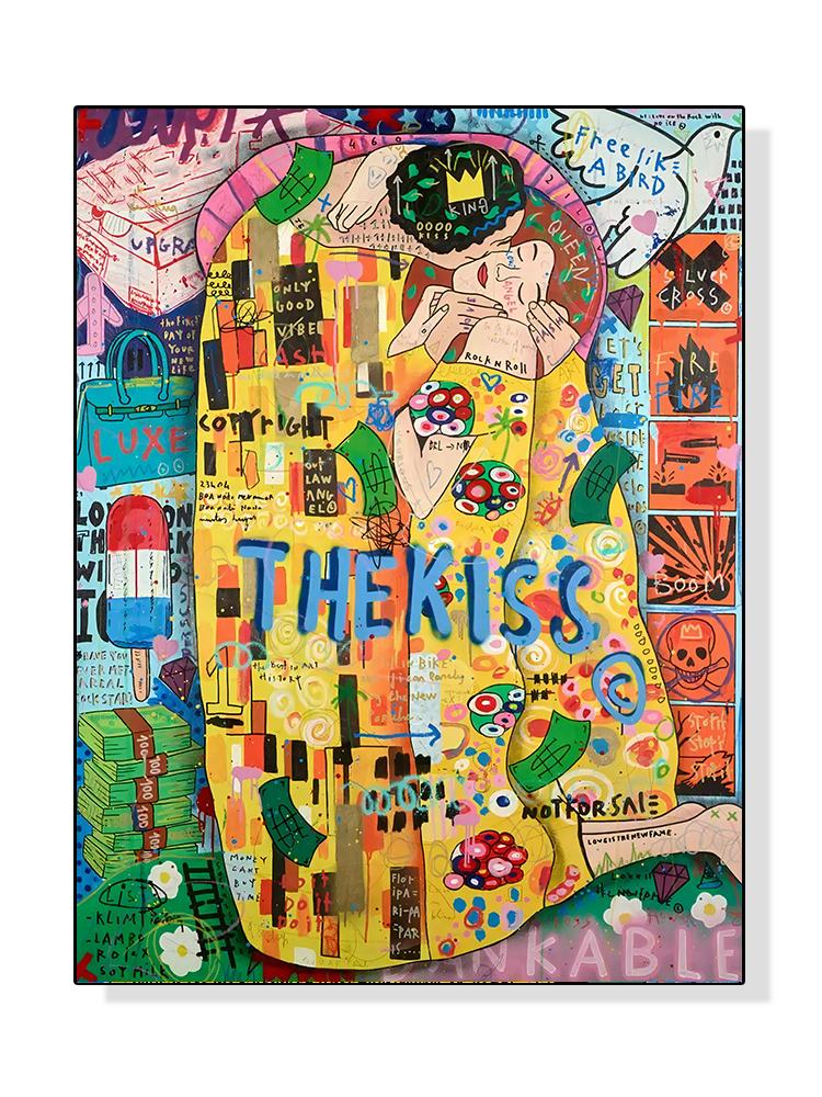 Абстрактные граффити в стиле поп-арт, портретные постеры, печать на холсте, картина, знаменитый Густав Климт, настенная картина для гостиной, домашний декор