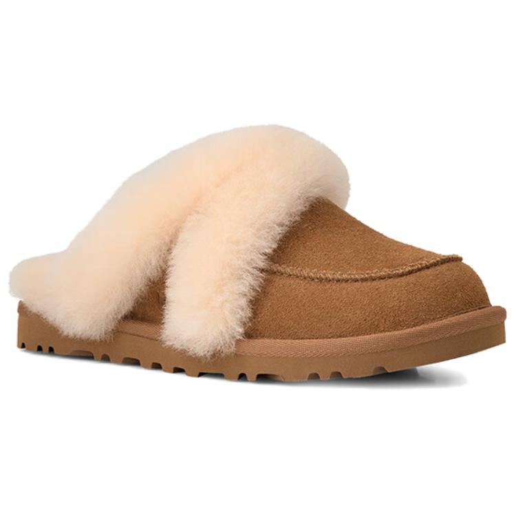 UGG Loria Fur Удобные Простые Шлепанцы с Открытым Носком Женские тапочки 1174571-CHE