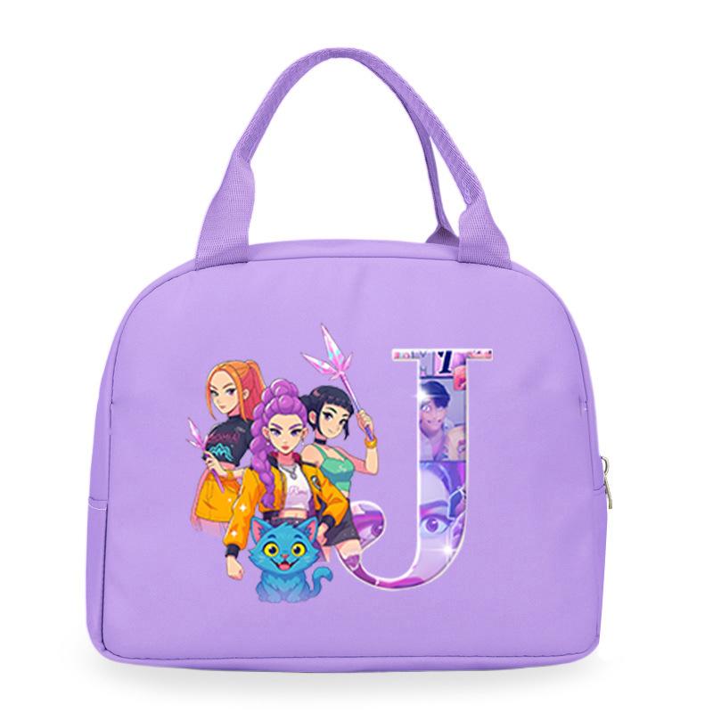 Trend Kpop Anime Cartoon Peripheral 26 Letter Printing Bento Bag Commuter Portable Lunch Box Bag