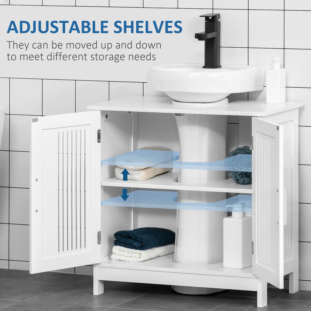 Modern Under Sink Cabinet With 2 Doors Bathroom Vanity Unit Pedestal Under Sink Design Storage Cupboard With Adjustable