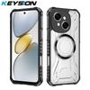 KEYSION Transparent Magnetic Case for TECNO Spark Go 1 1S Go 2025 Silicone+PC Heavy Duty Shockproof Phone Cover for Pop 9 4G