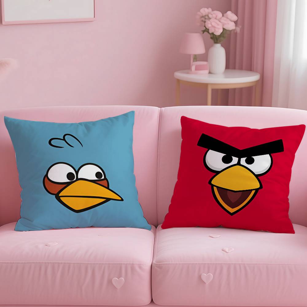 Анимация A-A-Angry Birds Мультяшная Наволочка Противопылевой Клещ Наволочка На Молнии Невидимка Шелковистый Короткий Плюш Чехол для Подушки Дивана