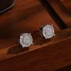ZAKOL Gold Silver Color Iced Out Round Ear Studs for Women/Men Clear Zirconia Hip Hop Trend Piercing Ear Accessories Wholesale