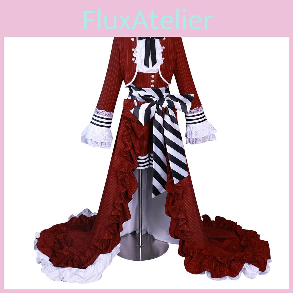 Authentic Black Butler Ciel Red Tea Cup Cosplay Attire For Anime Fans Polyester Fabric