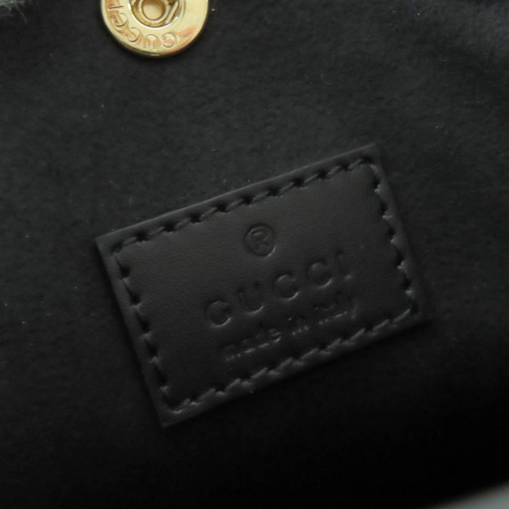 Pristine GUCCI Shoulder Bag GG Super Mini Bag 2way Leather black leather Women Used