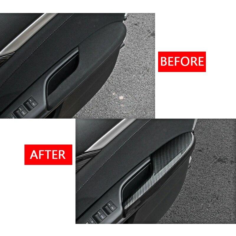 Автомобиль, 4 шт., углеродное волокно, ABS, дверной подлокотник, накладка, накладки для Honda Civic 2016 2017 2018 2019 2020 2021, детали интерьера