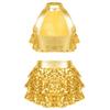 Girls Sparkling Dance Set Sleeveless Round Collar Backless Shiny Sequins Tiered Crop Top Elastic Waist Skirt