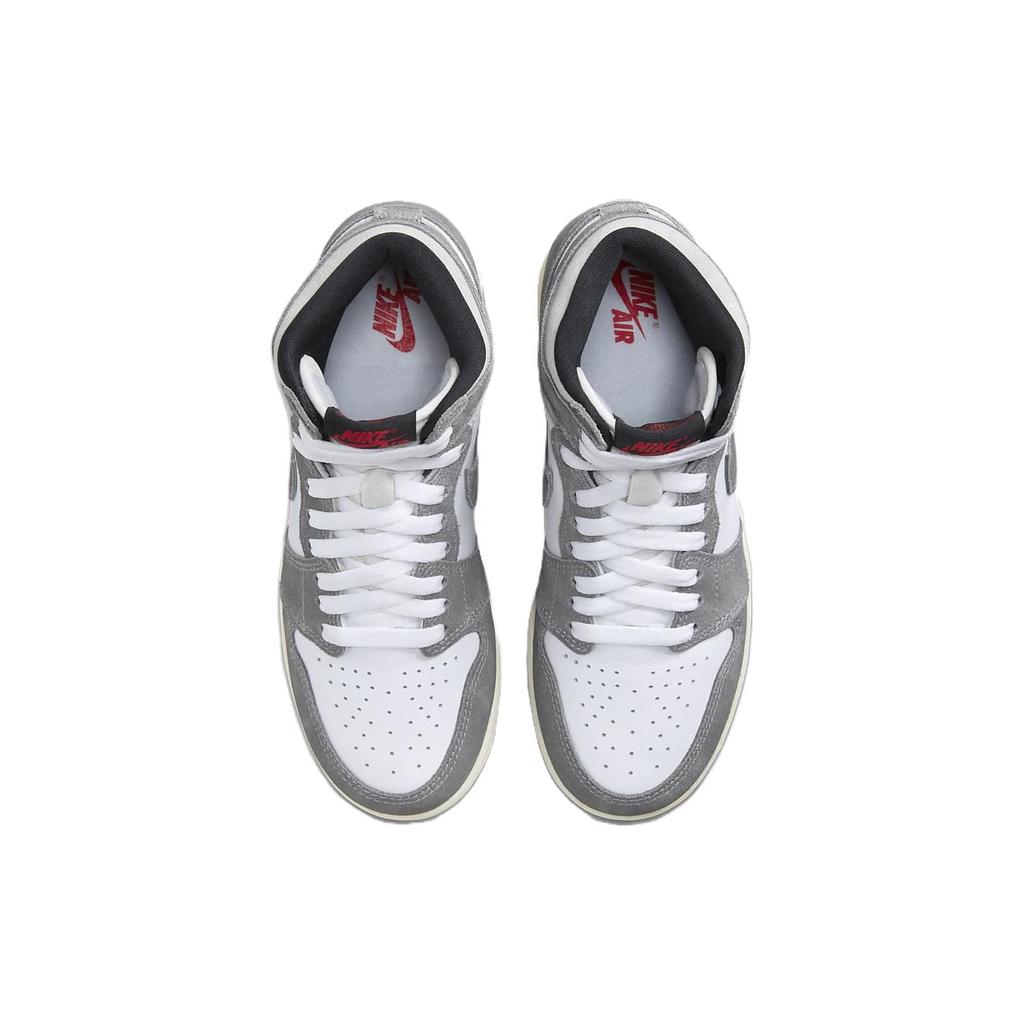 Детские кроссовки Air Jordan 1 Retro High OG GS Washed Black Серые огненно-красные светло-дымчато-серые FD1437-051