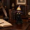 Vintage Style Table Lamp Witch Hat Lamp, Stained LED Light, Halloween with Warm Glow, Gothic Reading Nook Decor Night Light for Bedroom Mantel