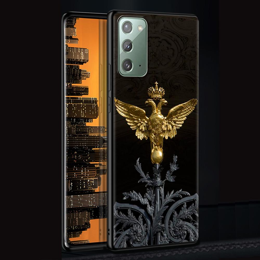 Чехол с гербом России и орлиным флагом для Samsung Galaxy Note 20 Ultra 10 Lite 9 8 A12 A52 A51 S20 FE A50, черный мягкий чехол для телефона