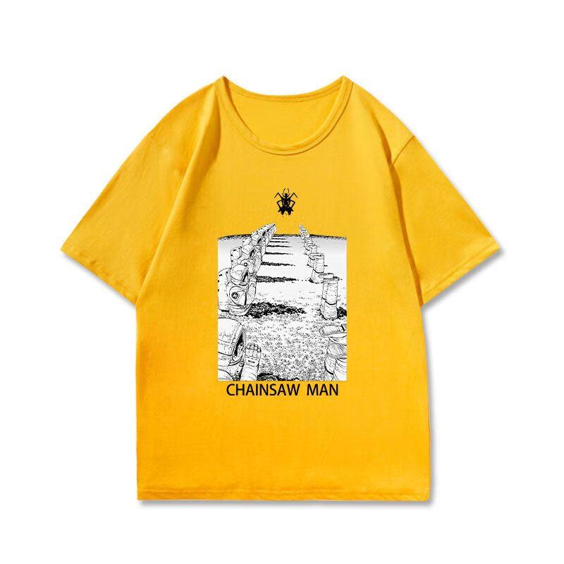Chainsaw Man Anime Printing Oversized Cotton T-shirt Men and Women Comfortable Fashion Street Y2K Summer Trend Harajuku T-shirt