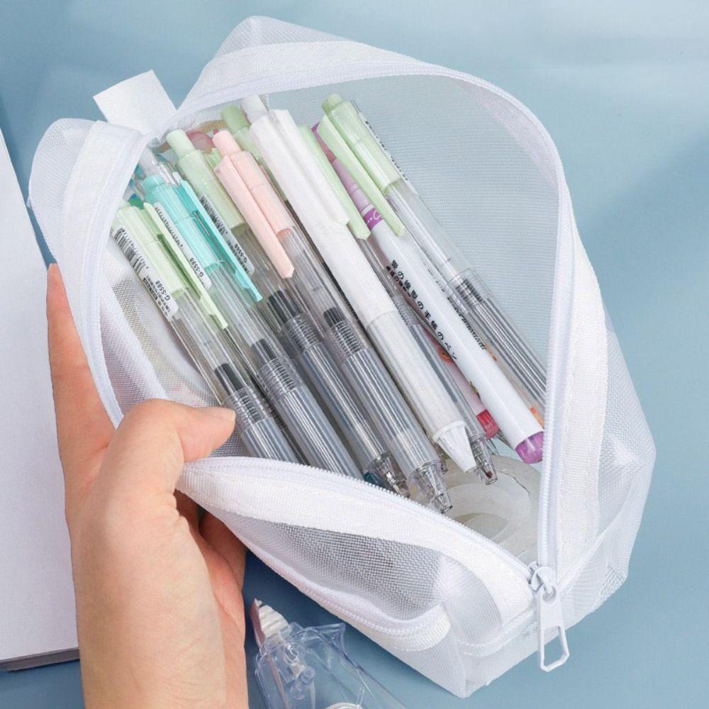 Double Layer Transparent Pencil Case Large Capacity Exam Supplies Organizer Office School Supplies