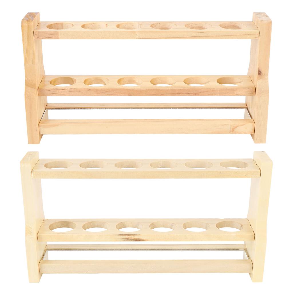 Wooden Test Tube Rack Storage 6 Round Hole Multifunctional Test Tube Stand Holder for Home Laborator