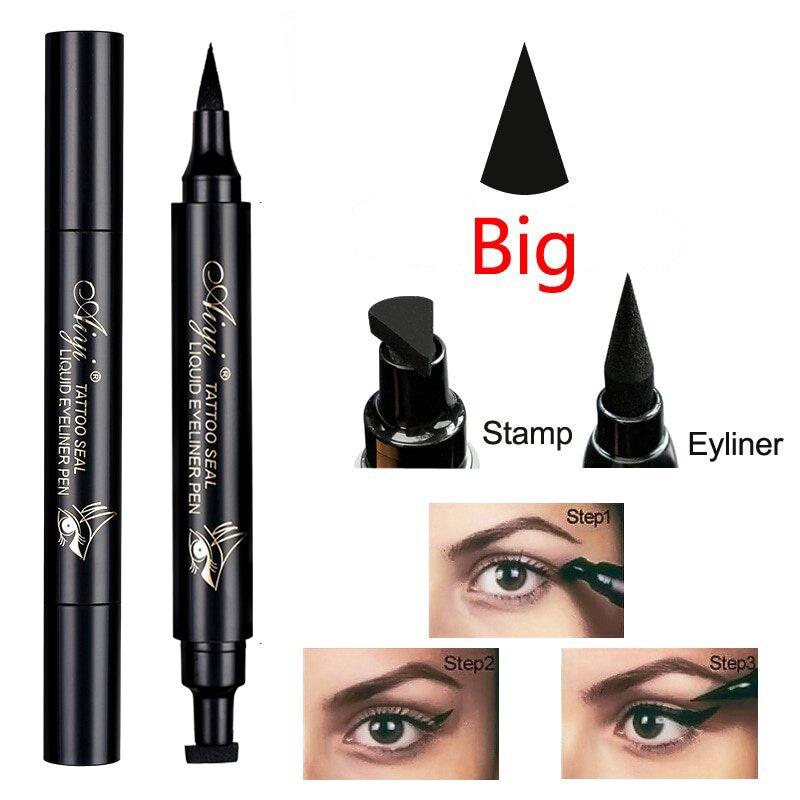 2 In 1 Waterproof Liquid Sealed Eyeliner Sealed Eyeliner Pencil Seal Stamp Long Lasting Double Head Eyeliner Pencil Sexy Eye Makeup Cosmetic