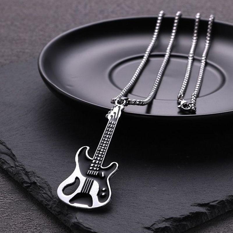 Подвеска под гитару Ожерелье из титановой стали. Мужская мода в стиле хип-хоп с тенденциями мужского ожерелья. Женское ожерелье.