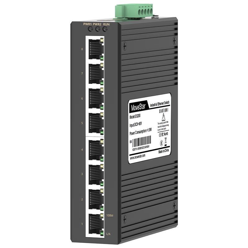 Промышленный неуправляемый коммутатор Fast Ethernet MoweStar на DIN-рейку