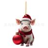 Festive Pig Cartoon Acrylic Pendant Cute Christmas Decoration For Interiors Vehicle