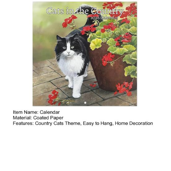 Кошки в деревне 2026 Календарь 12 месяцев с января по декабрь Ежемесячный Еженедельный Планировщик
