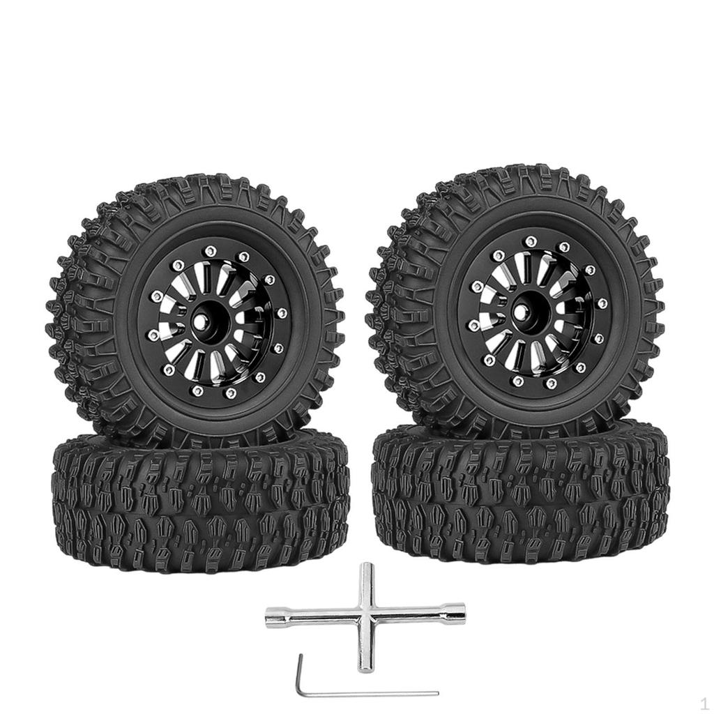 4 Pieces RC Car Wheels and Tires Crawler Sturdy Replace with Wheel Rim for