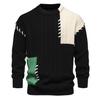 Men'S Autumn And Winter New Men'S Crew Neck Splicing Pullover Sweater Loose And Lazy Casual Bottoming Knitted Sweater