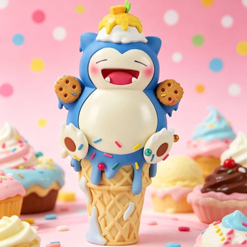 Snorlax Collectible Figurine Ice Cream Cone Design Pvc Anime Figure For Desktop Decoration Anime Collectors And Fans