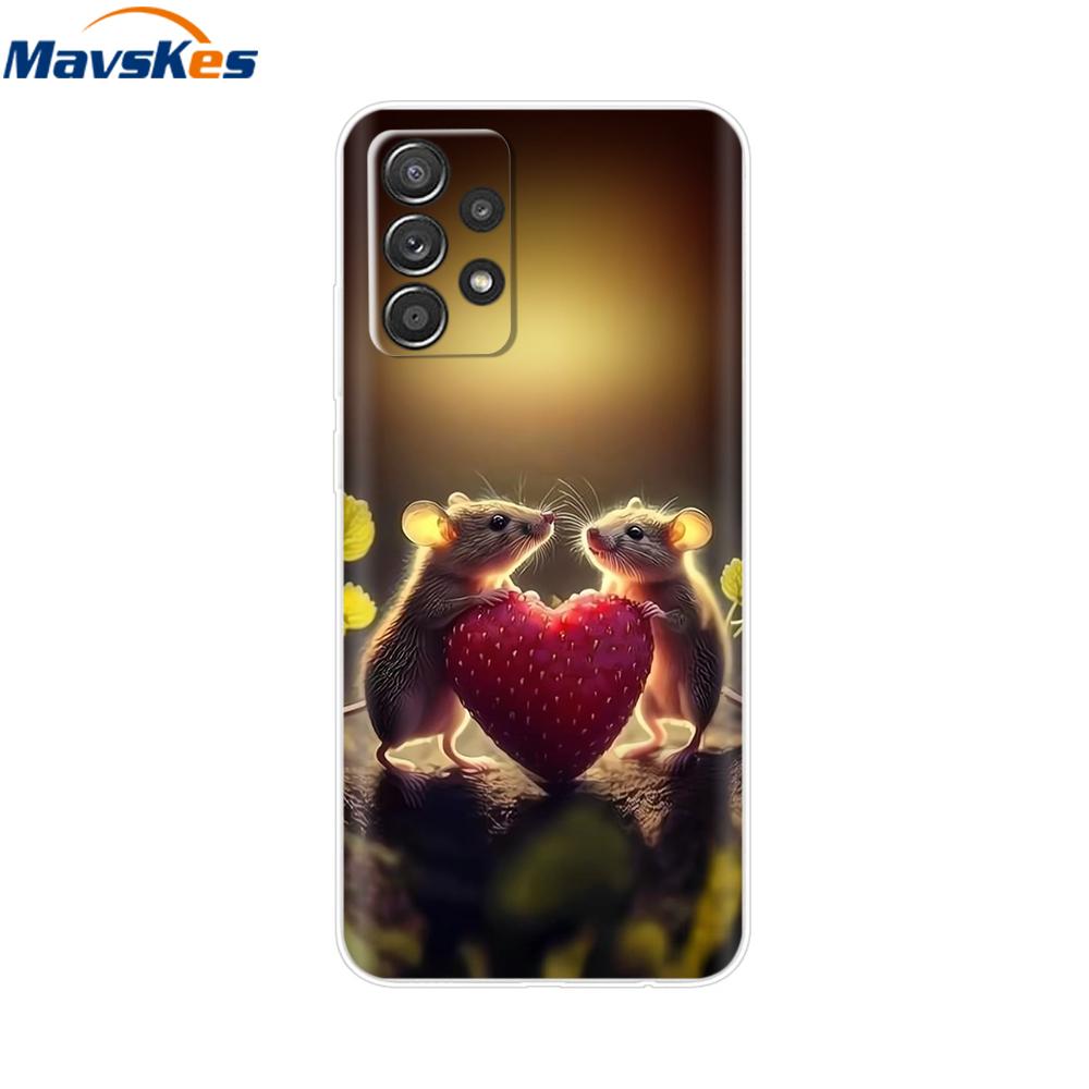 Чехол для Samsung A52S 5G Милый Чехол-Крышка с Рисунком Мышки и Цветка Прозрачный Силиконовый Чехол для Телефона Для Samsung Galaxy A52 A 52 52S 5G Мягкие Чехлы