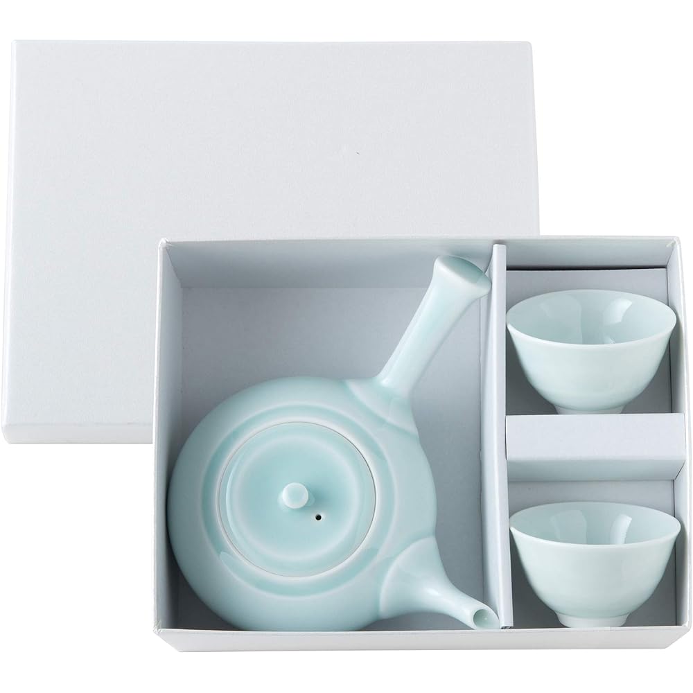 Набор из чайника и чашки Hasami Porcelain Сине-зеленый 11439 в подарочной коробке