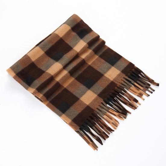 Adult Scarf Double-Sided Velvet Soft Plaid Pattern Autumn Winter Scarf with Tassel Men Women Warm Shawl