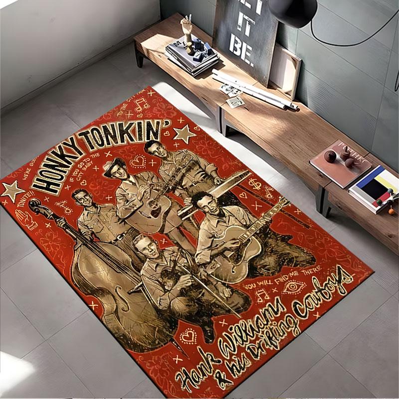 Hank Williams Band Vintage Rug suitable as a non-slip mat for the living room or bedroom sofa