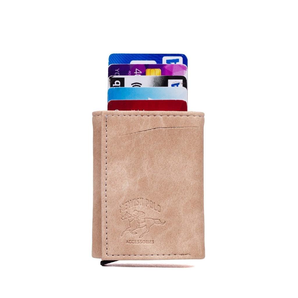 Сиреневый кожаный кошелек с Rfid-защитным алюминиевым механизмом, автоматическим держателем для карт и отделением для бумажных денег