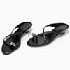 Fashion Cute Metal Decoration Cross Strap Slippers Women Summer Round Head Low Heel Over Toe Crocodile Print Design Flat Slides Sandals