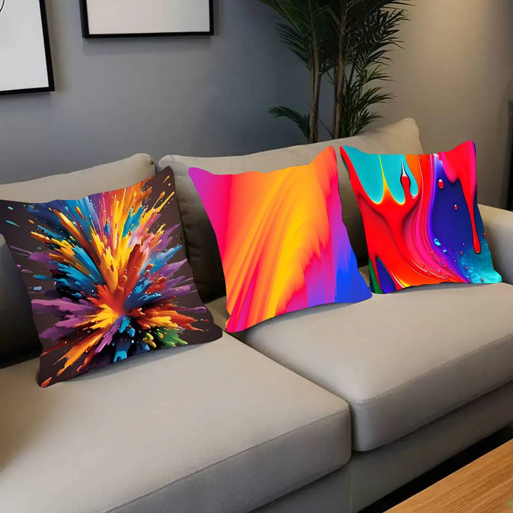 Color Colorful Pillow Case Fashion Square Pillowcase Bedroom Sofa Room Ins Decoration Leisure