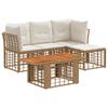 Garden Sofa Set 5 Pieces Natural and Cream White Poly Rattan