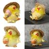 Творческий милый соломенная шляпа цыпленок смолы миниатюрная статуэтка плюшевая цыпленок скульптура пасхальные домашние настольные декоры орнамент