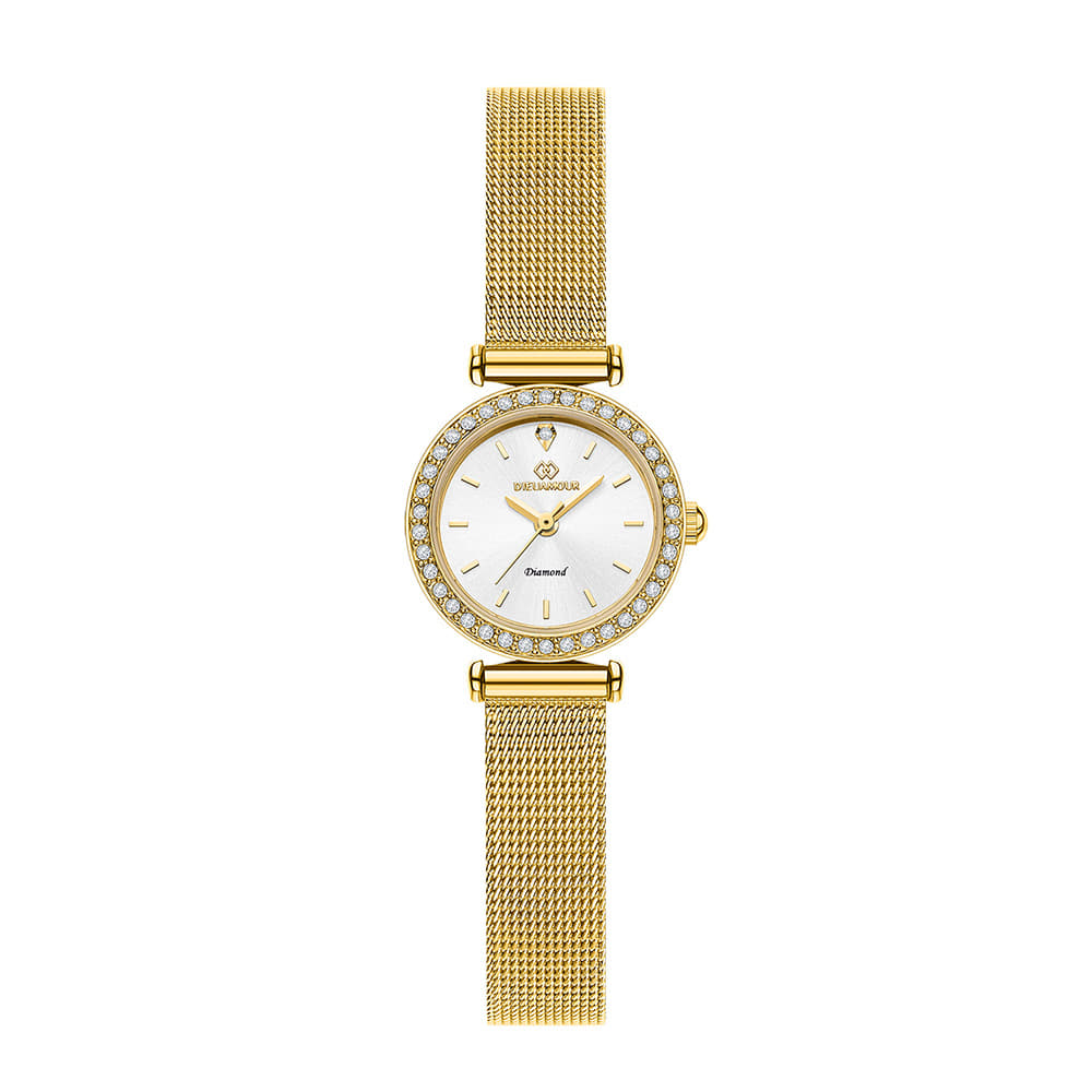 Diyuamoleu Women'S Mesh Band Watch Daw3201M-Gw Diamond Watch