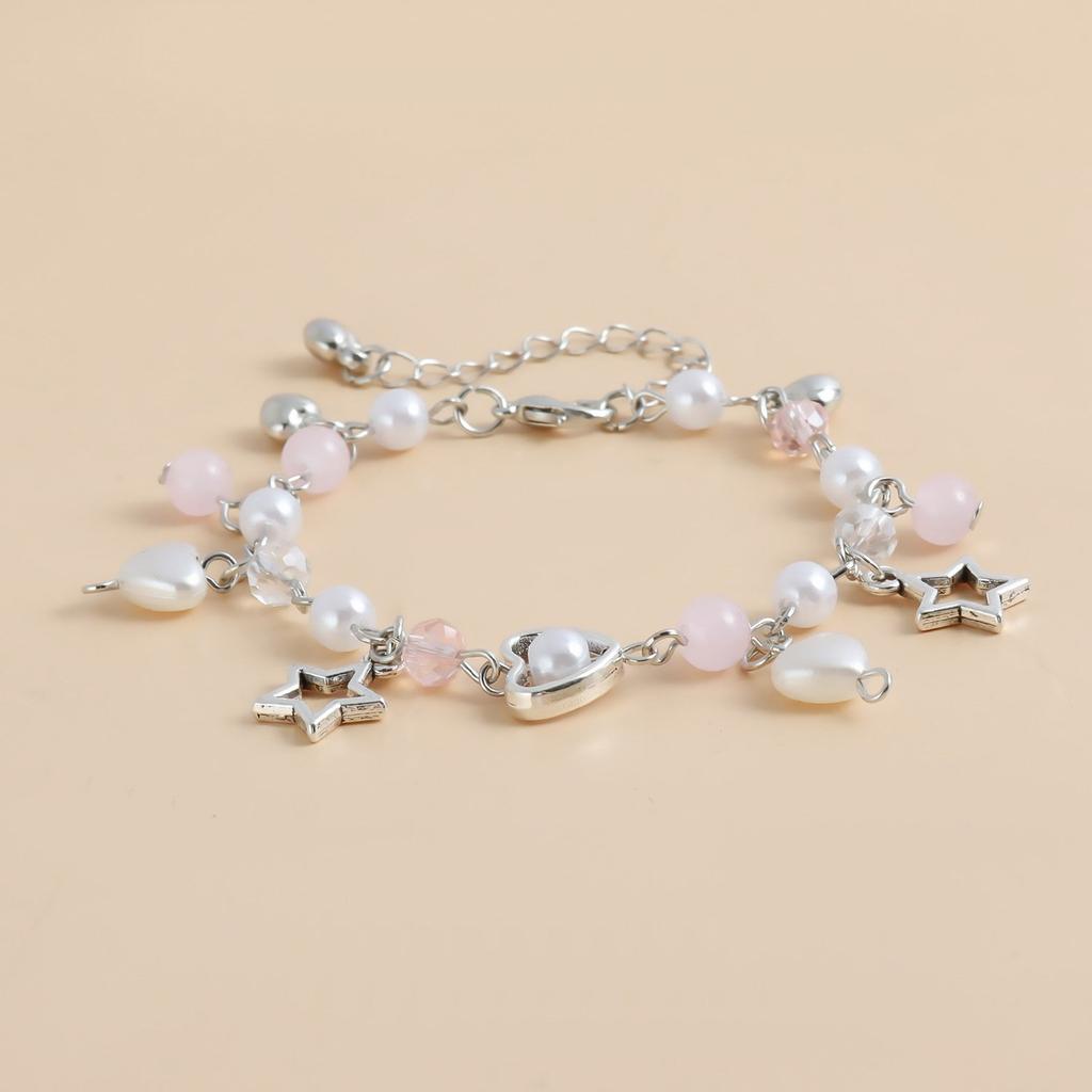 Handmade Angel Wing Bracelet Cute Bowknot Beaded Wristband Adjustable Chain Aesthetic Jewelry Gift for Women and Girls