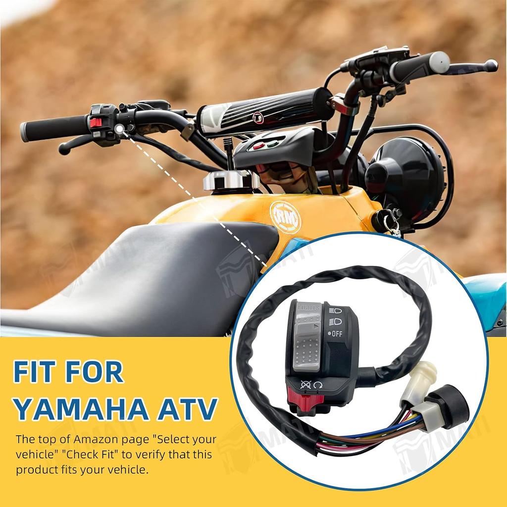M MATI Left Handlebar Control Engine Start Run Off Headlight Switch For Yamaha Big Bear 350 Warrior 350 Moto-4 225/250/350 PRO-4 Terra Pro