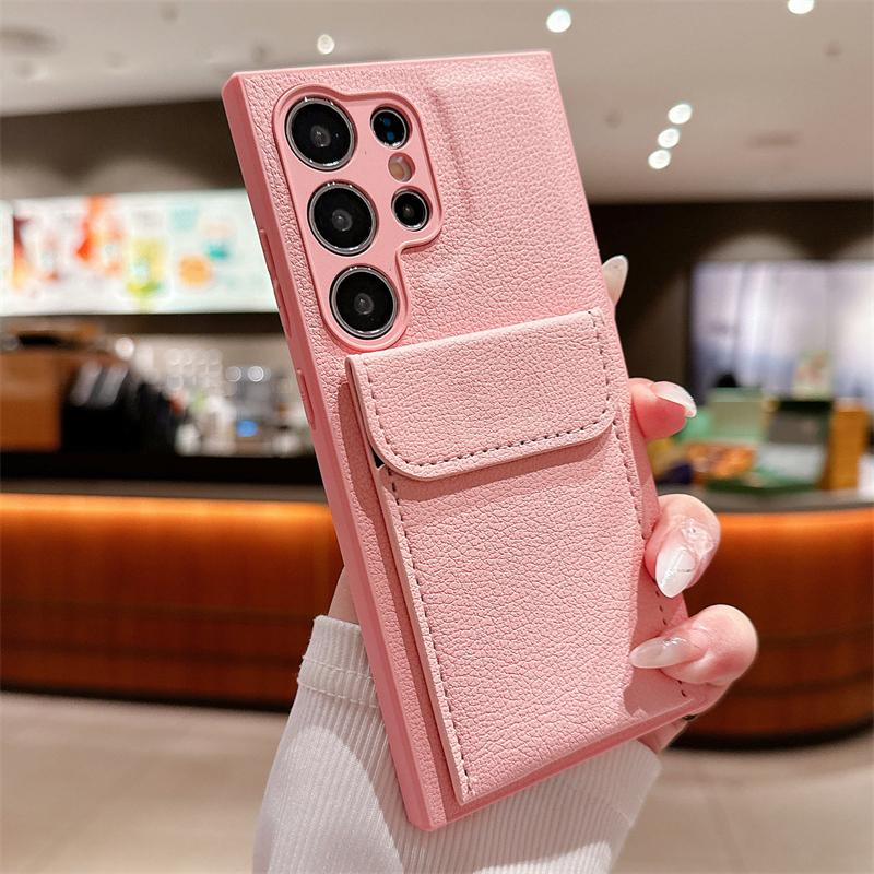 Роскошный кожаный чехол-карта с кронштейном для телефона Samsung Galaxy S24 S23 S22 S21 Plus, ультрамягкий противоударный защищенный чехол
