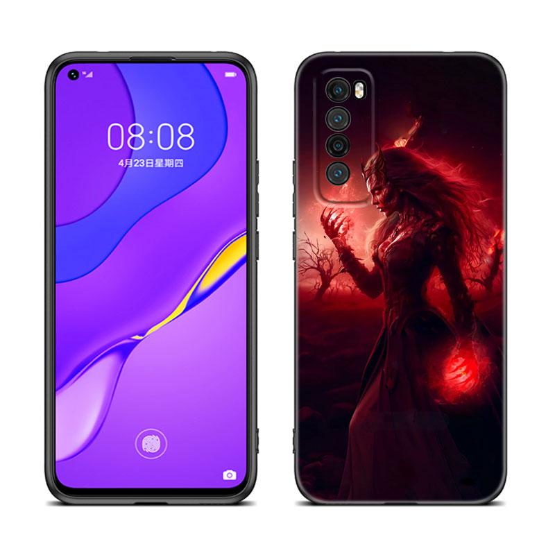Силиконовый чехол Scarlet Witch Black для Huawei Nova 11 12 Ultra 9 10 SE Pro 11E 11i 12i Y70 Plus Y60 Y61 Y71 Y72 Y90 Y91