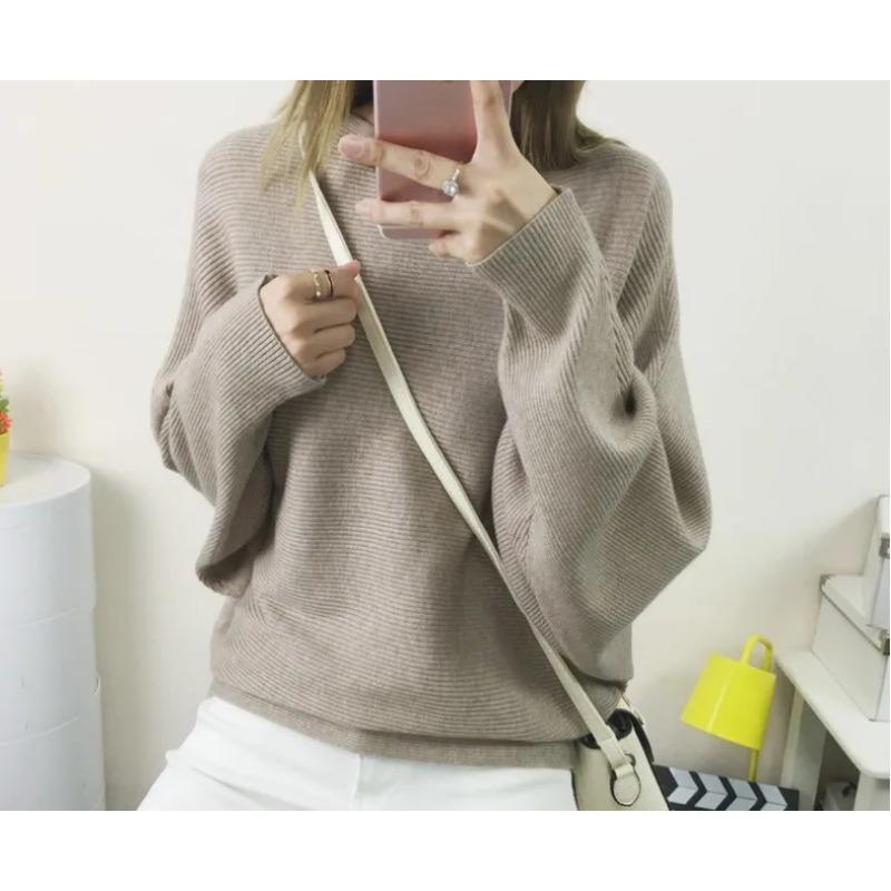 Рубашка трикотажная женская пуловерная блузка с круглым вырезом рубашка корейская мода свободный трикотажный топ с длинным рукавом цельный воротник толстовка