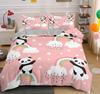 Мультяшный Милый Панда Пододеяльник 3D Принт Комплект Постельного Белья Детский Подарок Девочкам Односпальный Большой Кинг-сайз Набор из 3 предметов с 2 наволочками