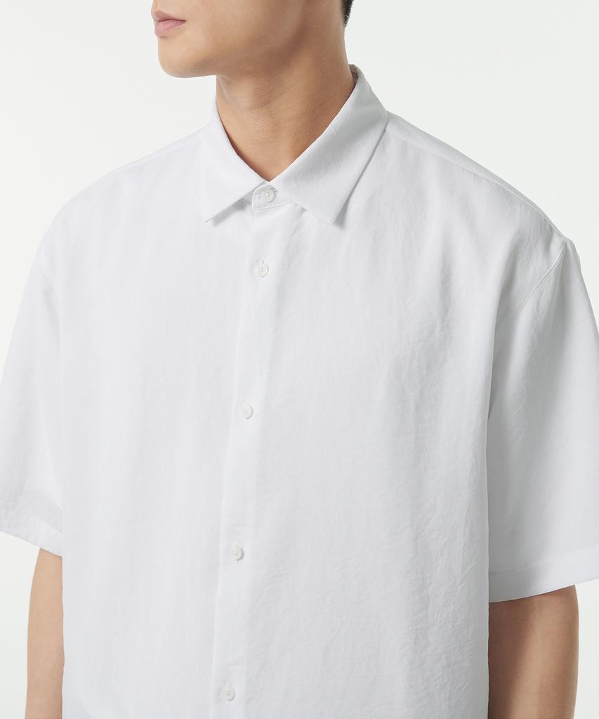 MUSINSA STANDARD Relaxed Linen-Like Short Sleeve Shirt [White]