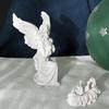 14cm Angel Figurines White Gold Sculpture Collectible Resin Statue Desktop Bookshelf Small Object Home Decoration Bedroom