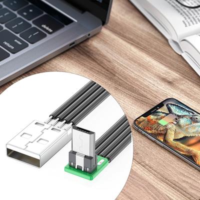 Прочный кабель Micro USB - USB с несколькими углами наклона, плоский, тонкий, ленточный кабель для передачи данных, поддерживает зарядку и передачу данных