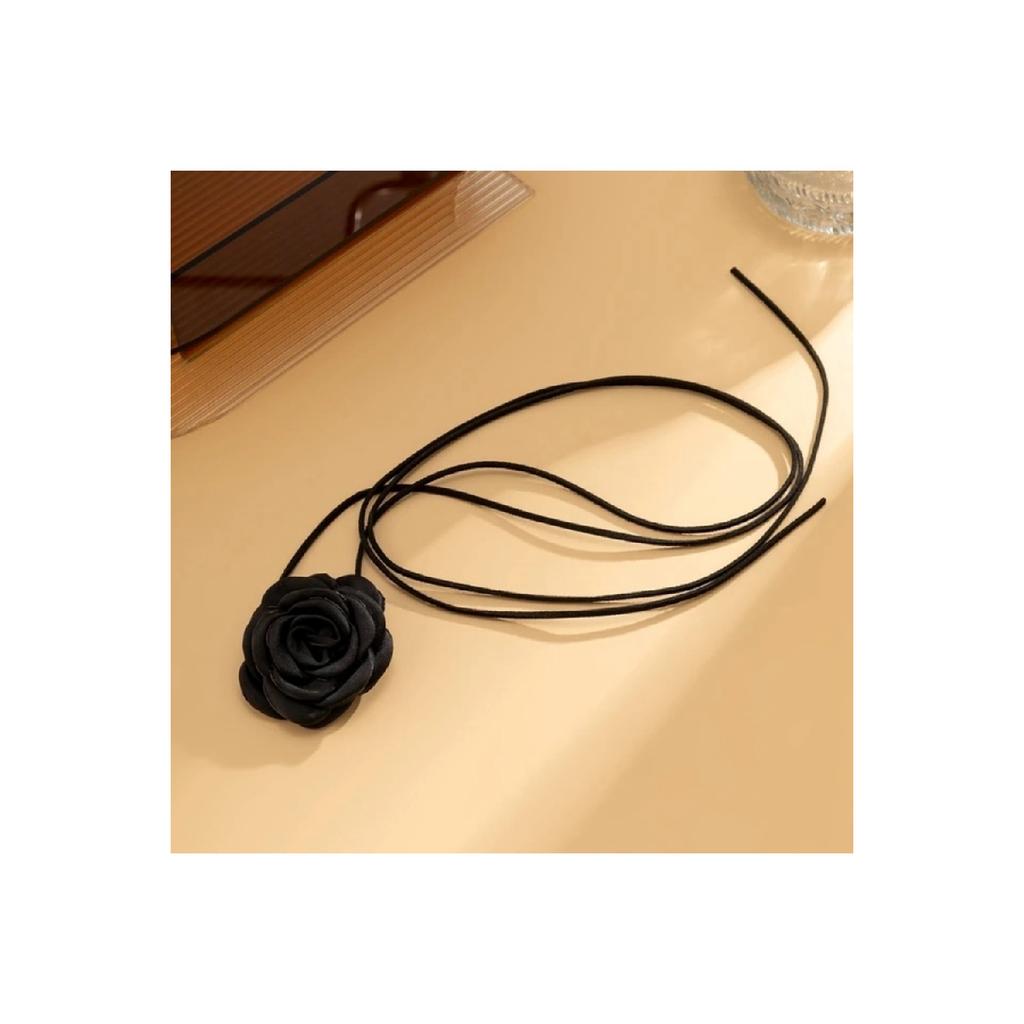 Rose Satin Necklace Lace-up Choker Necklace
